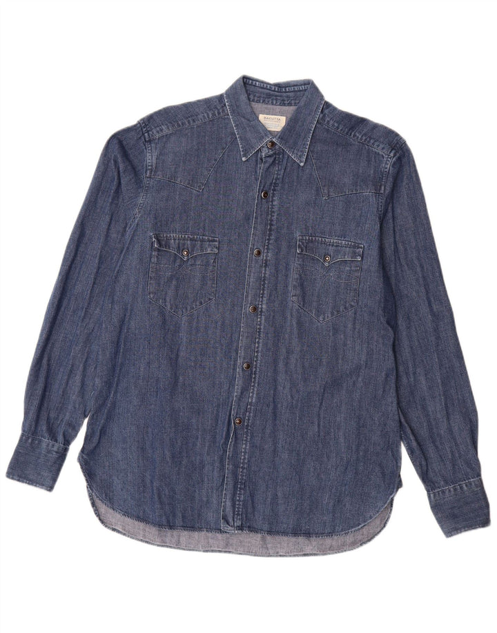 Bagutta Mens Denim Shirt Large Blue