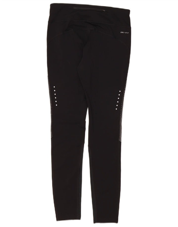 NIKE Womens Dri Fit Leggings UK 10 Small  Black Pinstripe Polyester