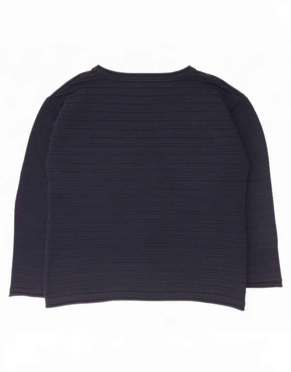 Besætningstøj Dame Boat Neck Jumper Sweater UK 12 Medium Navy Blue Bomuld