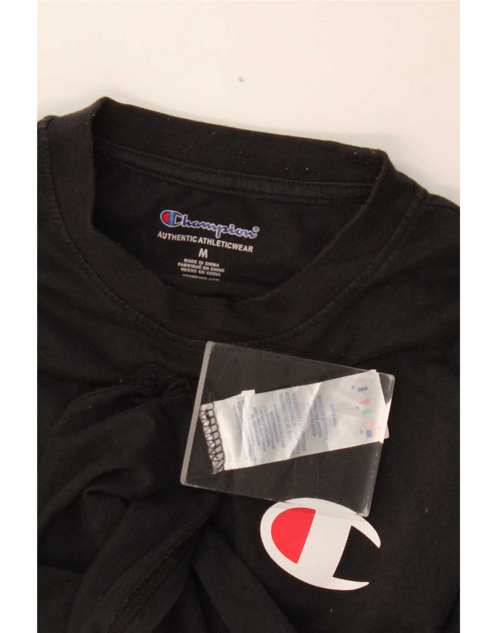 Champion Boys Graphic Top Long Sleeve 9-10 Years Medium Black Cotton