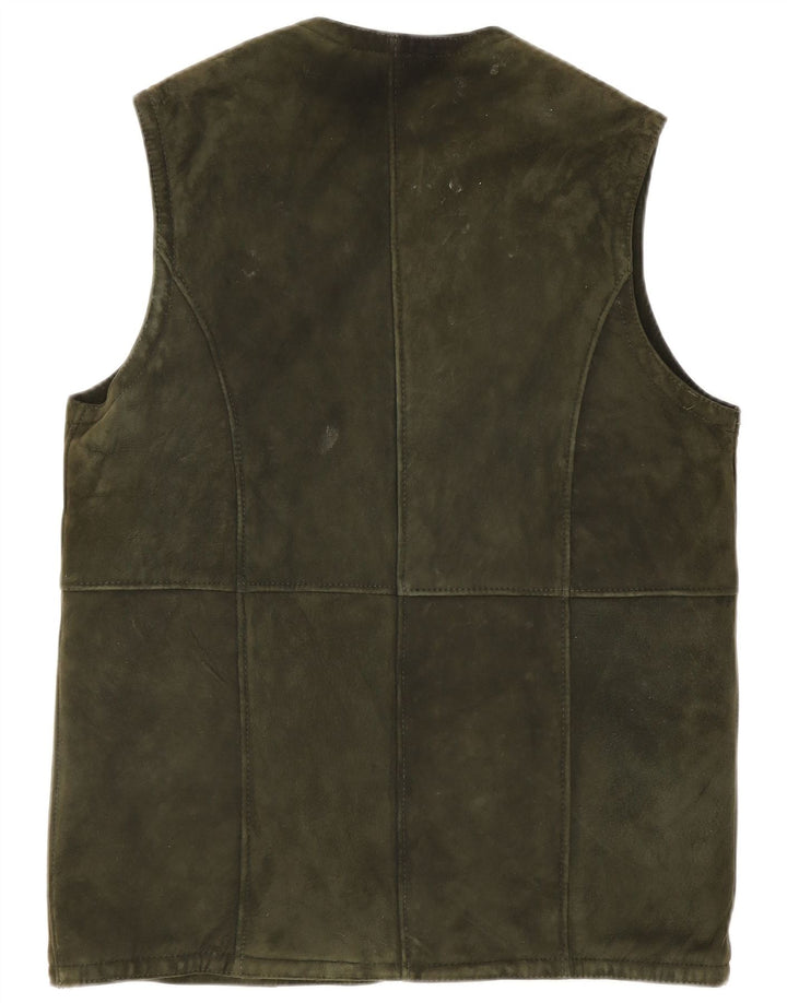Vintage Womens Suede Gilet UK 14 Large Khaki