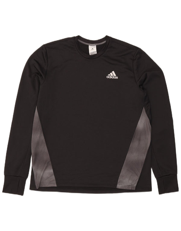 Adidas Aeroready Top da uomo a maniche lunghe grande in poliestere color block nero