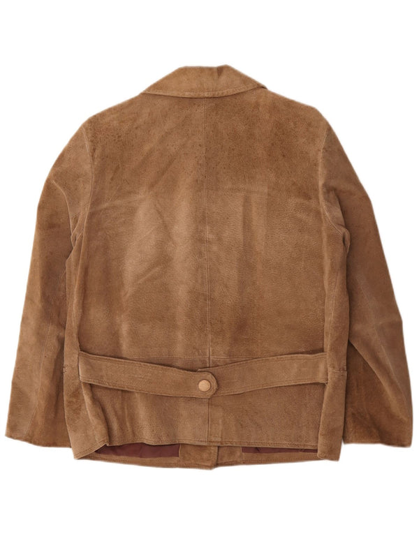 Vintage Womens 3 Button Suede Blazer Jacket UK 16 Large Beige