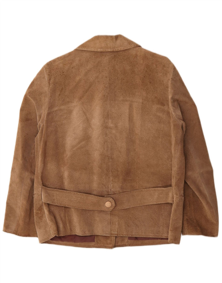 Vintage Womens 3 Button Suede Blazer Jacket UK 16 Large Beige