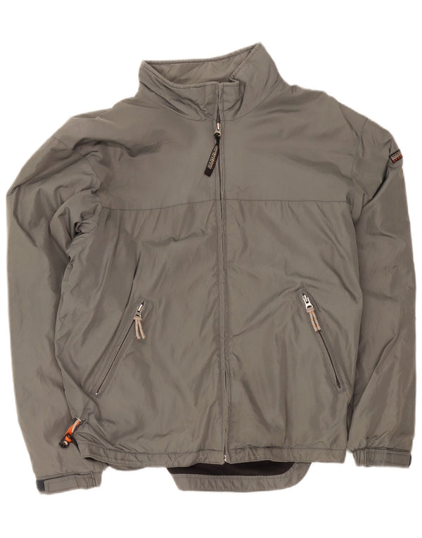 Napapijri Mens Bomber Jacket UK 40 Large Grey Nylon