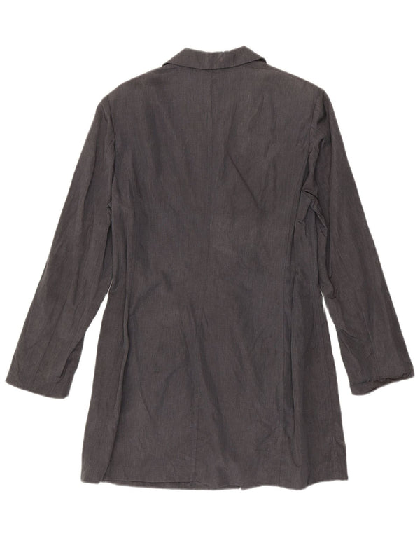 Max & Co. Chaqueta tipo blazer larga de 3 botones para mujer UK 42 Lino gris medio