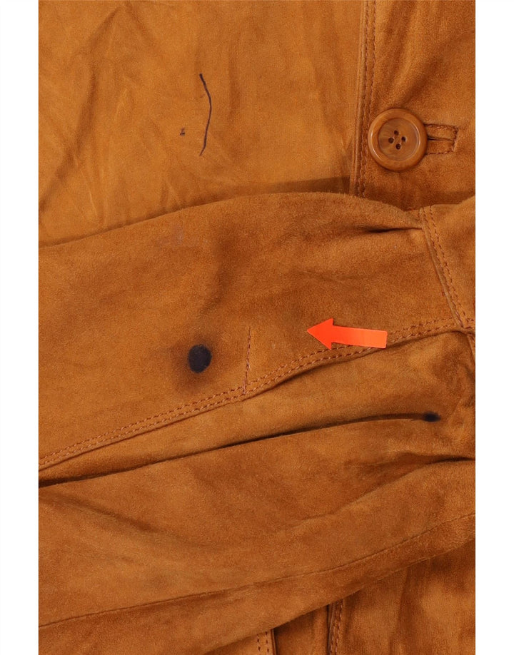 VINTAGE Mens Bomber Suede Jacket IT 54 2XL Brown Leather
