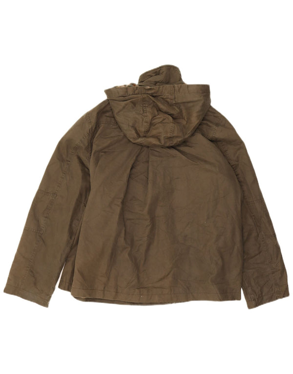 Chaqueta de algodón encerado extragrande con capucha para mujer de Fat Face UK 46 Large Khaki