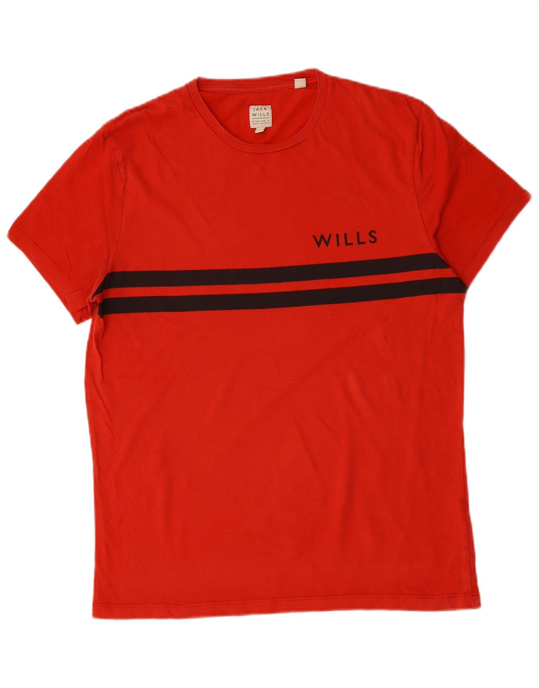 JACK WILLS Mens T-Shirt Top Small Red Striped Cotton