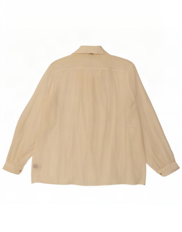 Vintage Dame Oversized Shirt Bluse UK 20 2XL Off White Silke