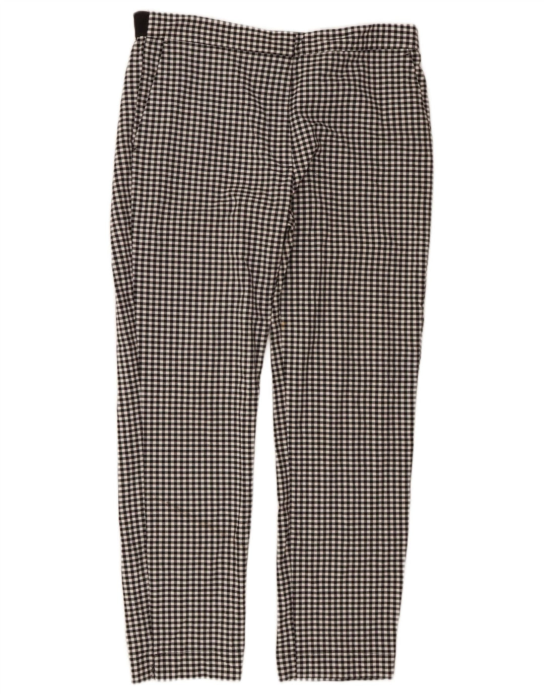 Zara Womens Slim Chino Trousers XL W32 L27 Black Gingham Polyester