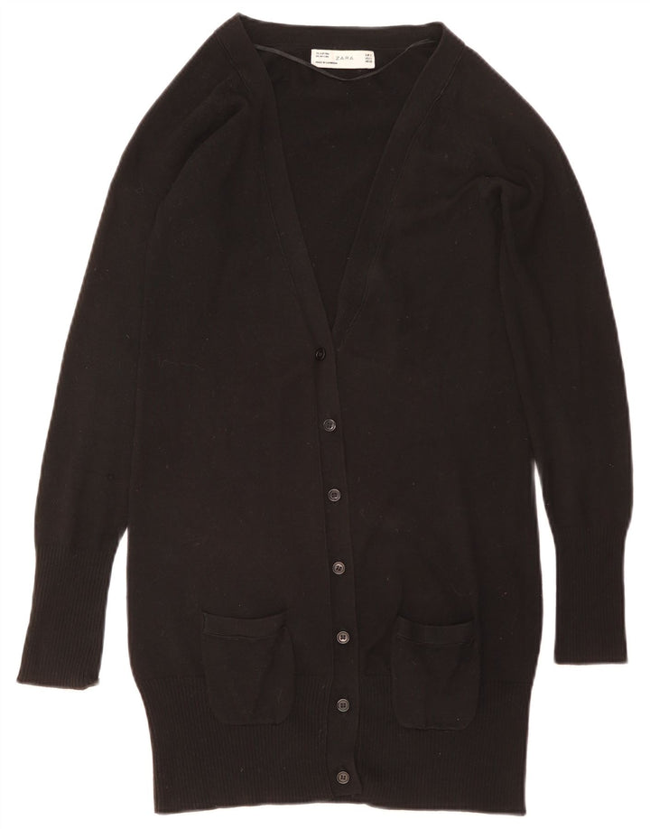 ZARA Dame Longline Cardigan Sweater UK 10 Small Black