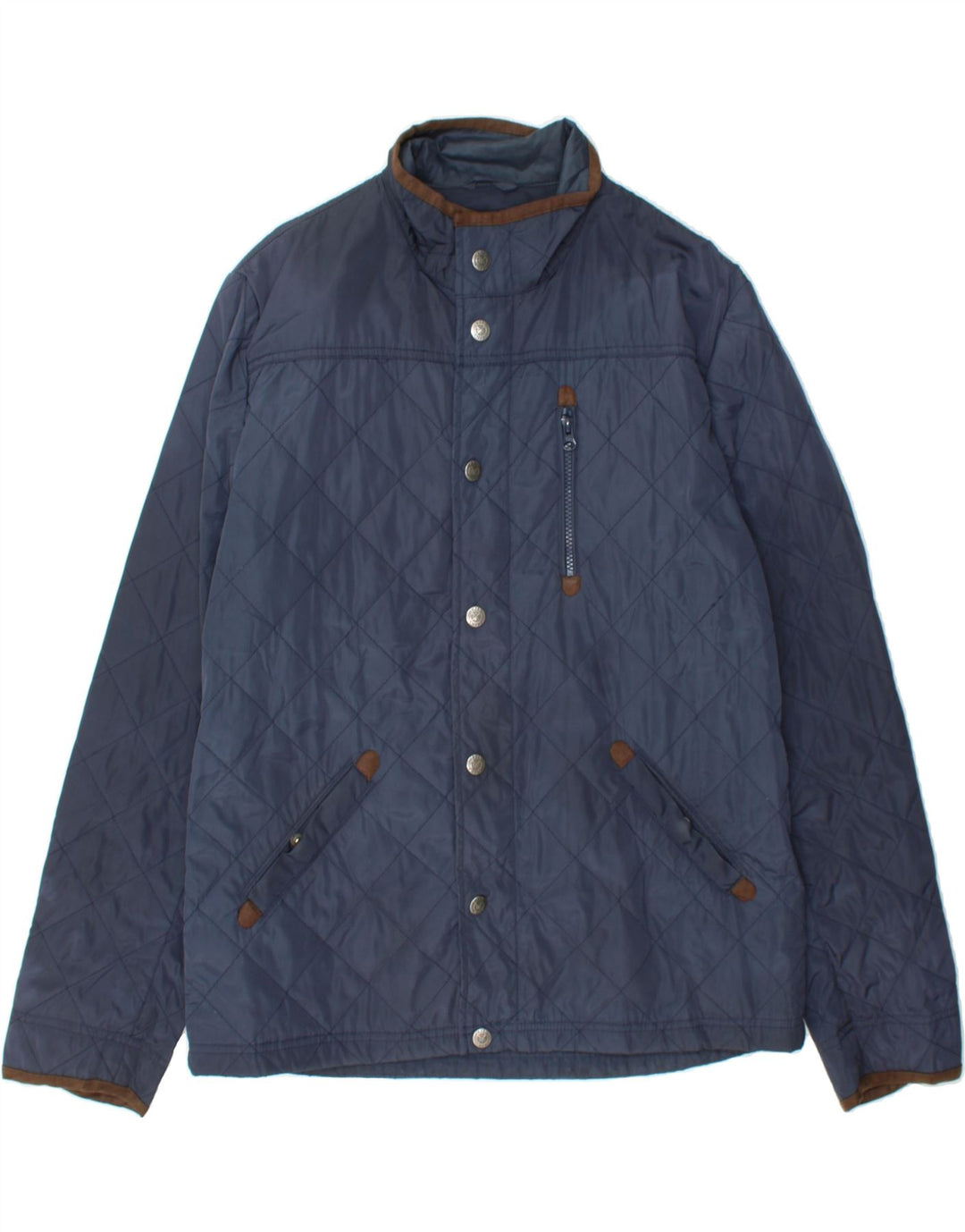 CREW CLOTHING Mens Quilted Jacket UK 40 Large Navy Blue Polyester Vintage Crew Clothing and Second-Hand Crew Clothing from Messina Hembry 