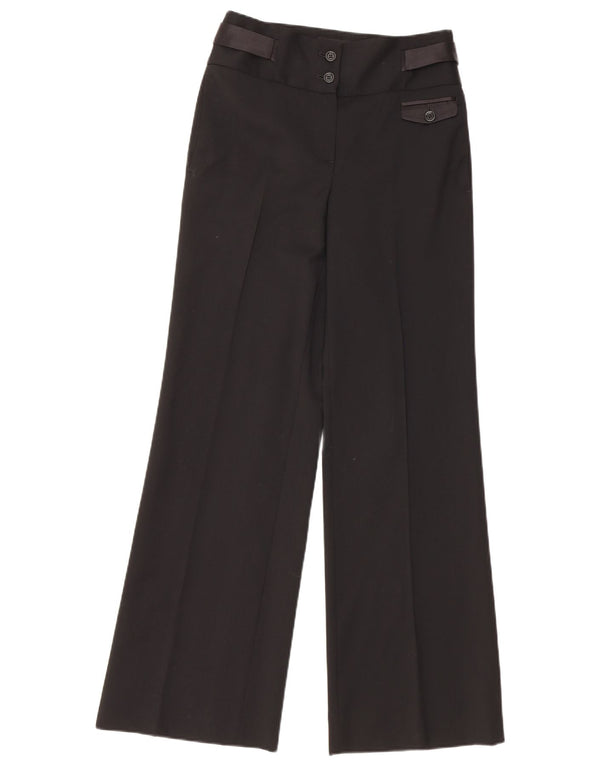 Massimo Dutti Womens Wide Leg Casual Trousers EU 36 XS W26 L30 Black Wool