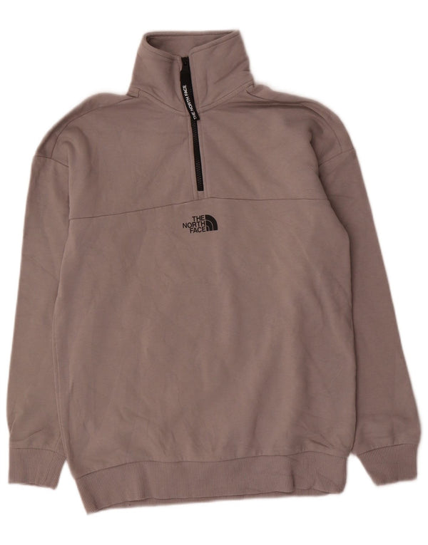 The North Face Womens Zip Neck Sweatshirt Jumper UK 10 Small Grey Cotton
