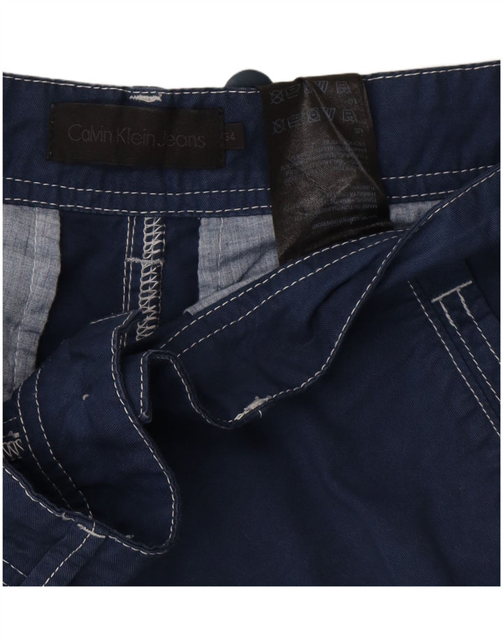 CALVIN KLEIN Mens Chino Shorts W34 Large Blue Cotton