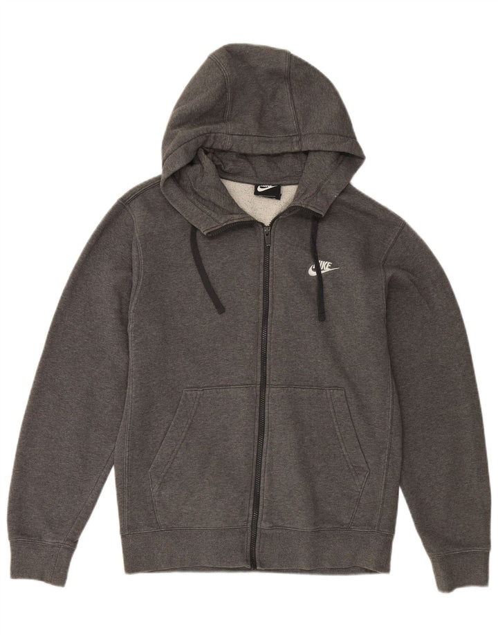 NIKE Mens Zip Hoodie Sweater Small Grey Cotton