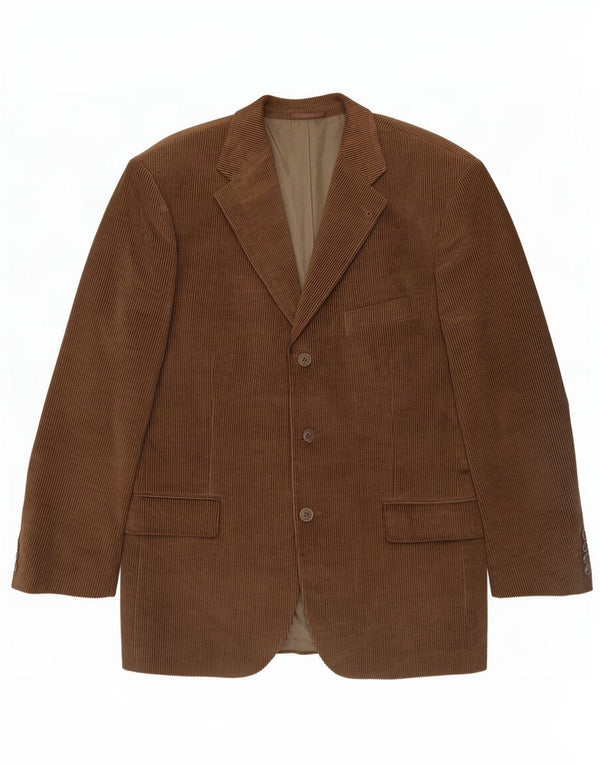 Jaqueta blazer masculina vintage de veludo cotelê com 3 botões IT 52 XL algodão marrom