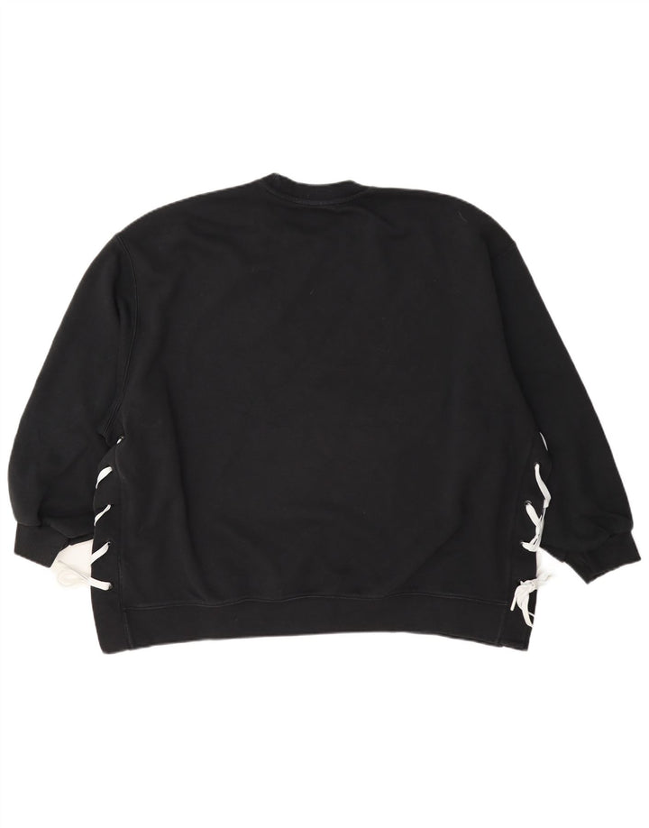 Adidas Womens Oversized Sweatshirt Jumper UK 14 Large Black Cotton