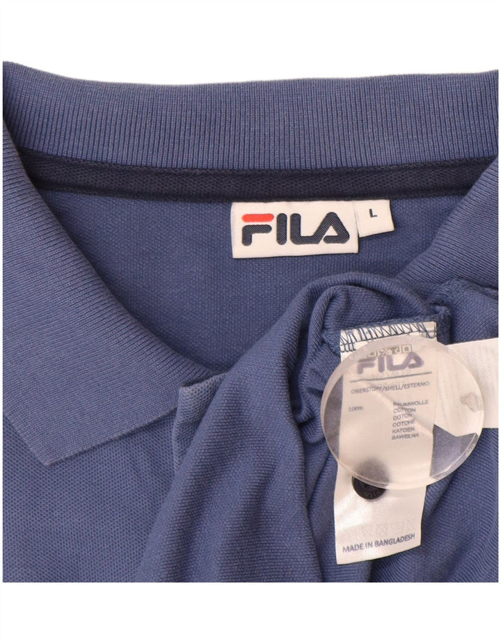 FILA Mens Long Sleeve Polo Shirt Large Blue Cotton
