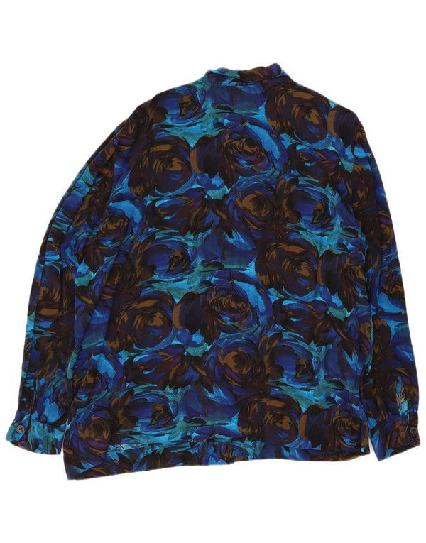 Vintage mujer camisa de gran tamaño Reino Unido 14 azul medio floral