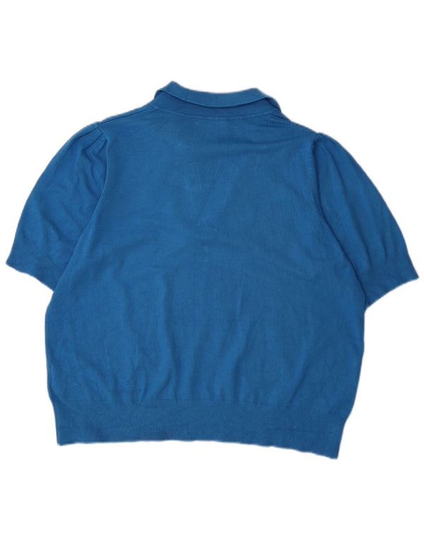 Marks & Spencer Dame Kortærmet Polo Neck Jumper Sweater UK 18 XL Blå