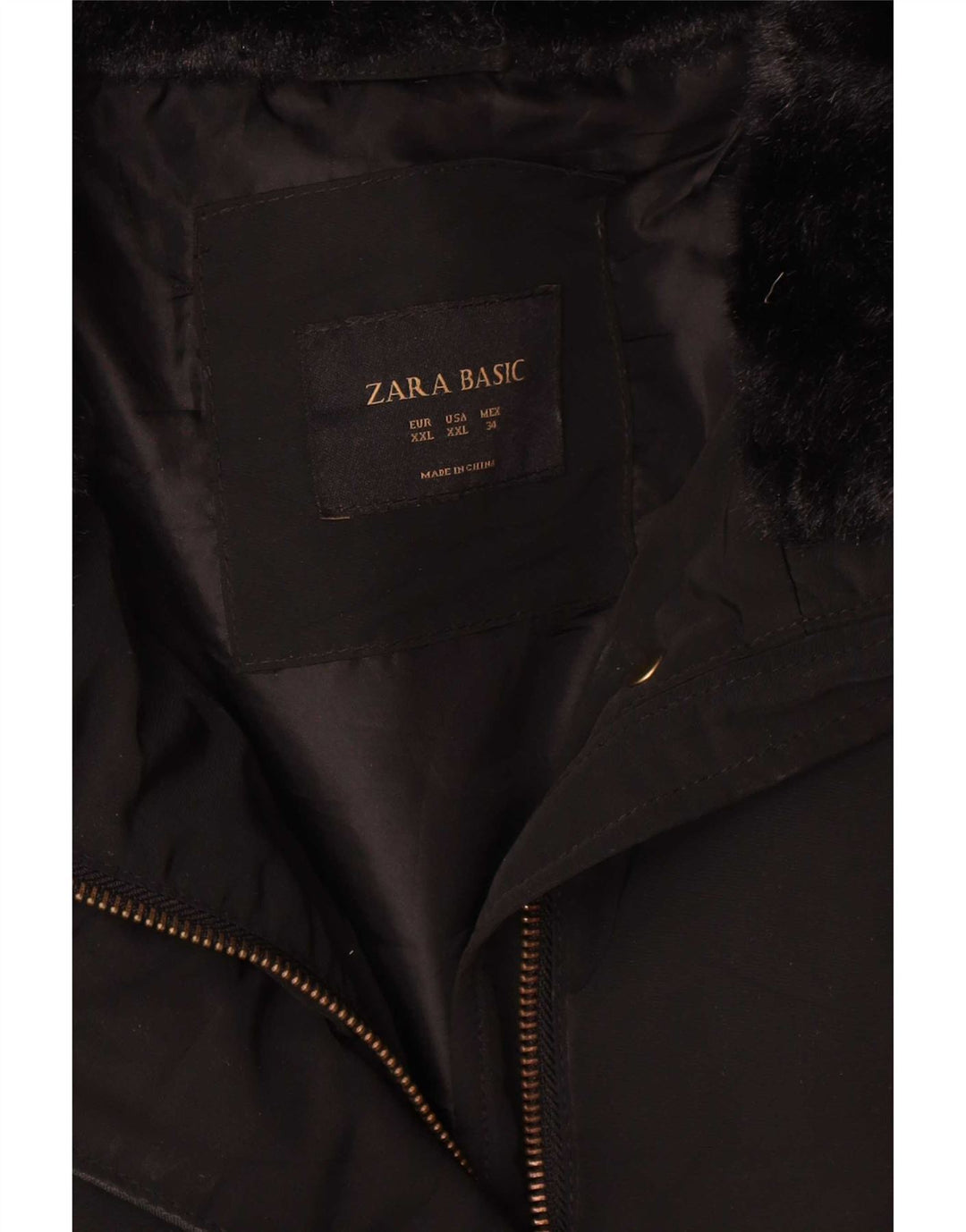 Zara Damen Crop Wattierte Jacke UK 20 2XL Schwarz Polyester