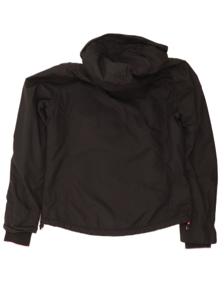 Superdry Womens Windcheater Hooded Windbreaker Jacket UK 14 Large Black
