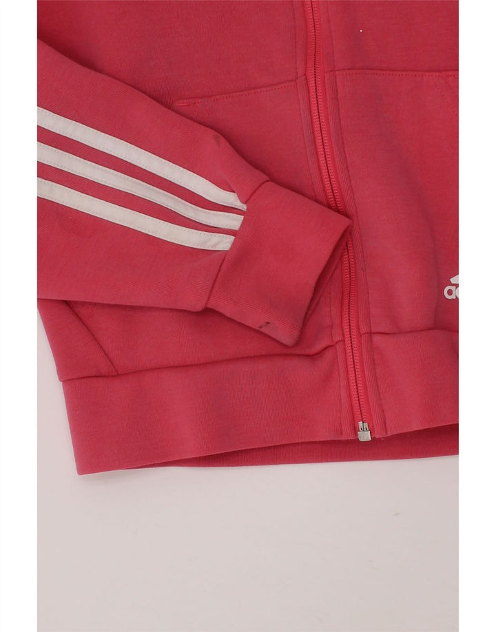 ADIDAS Girls Zip Hoodie Sweater 7-8 Years Pink Cotton Vintage Adidas and Second-Hand Adidas from Messina Hembry 