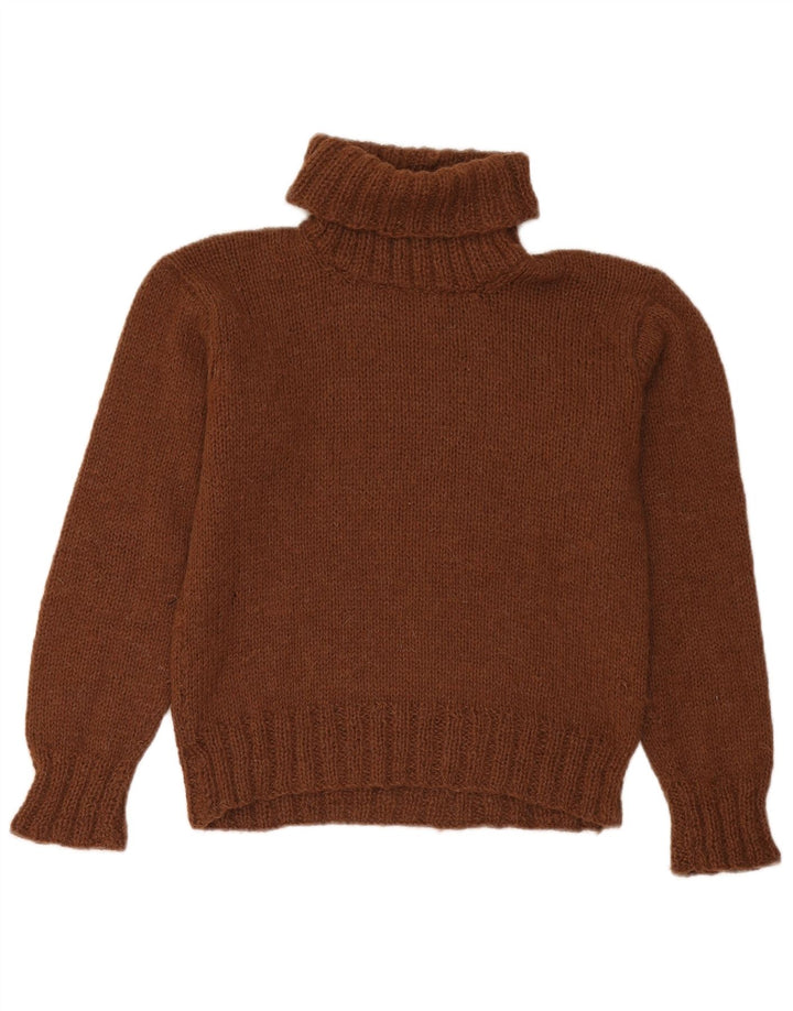 Vintage Womens Roll Neck Jumper Sweater UK 12 Medium Brown