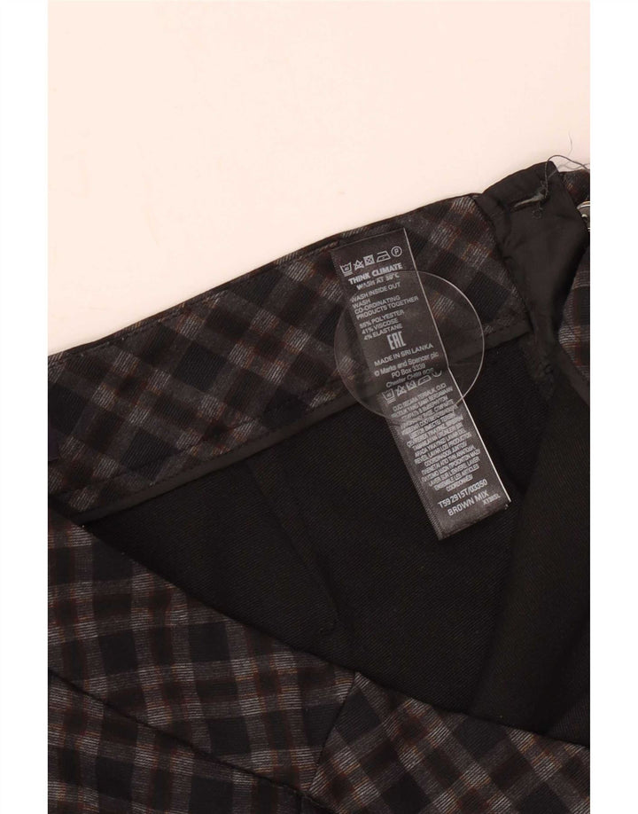 Marks & Spencer Womens Casual Trousers UK 12 Medium W30 L29 Brown Check