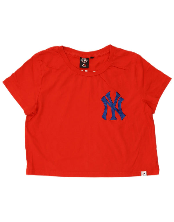 Majestic T-shirt grafica corta da donna dei New York Yankees UK 14 rossa media