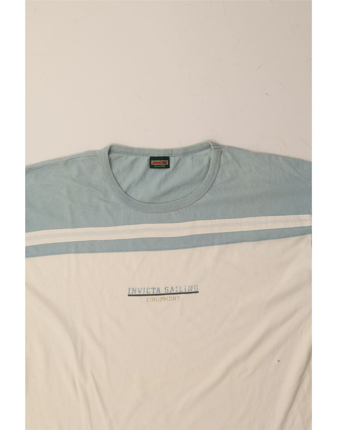 INVICTA Mens Graphic T-Shirt Top Medium White Colourblock Cotton Vintage Invicta and Second-Hand Invicta from Messina Hembry 