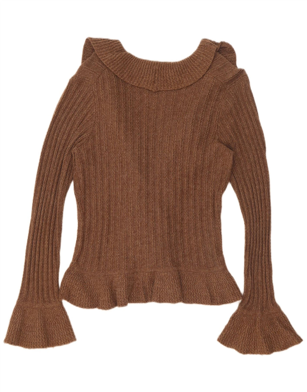 Marks & Spencer Womens Cardigan Sweater UK 12 Medium  Brown Cotton