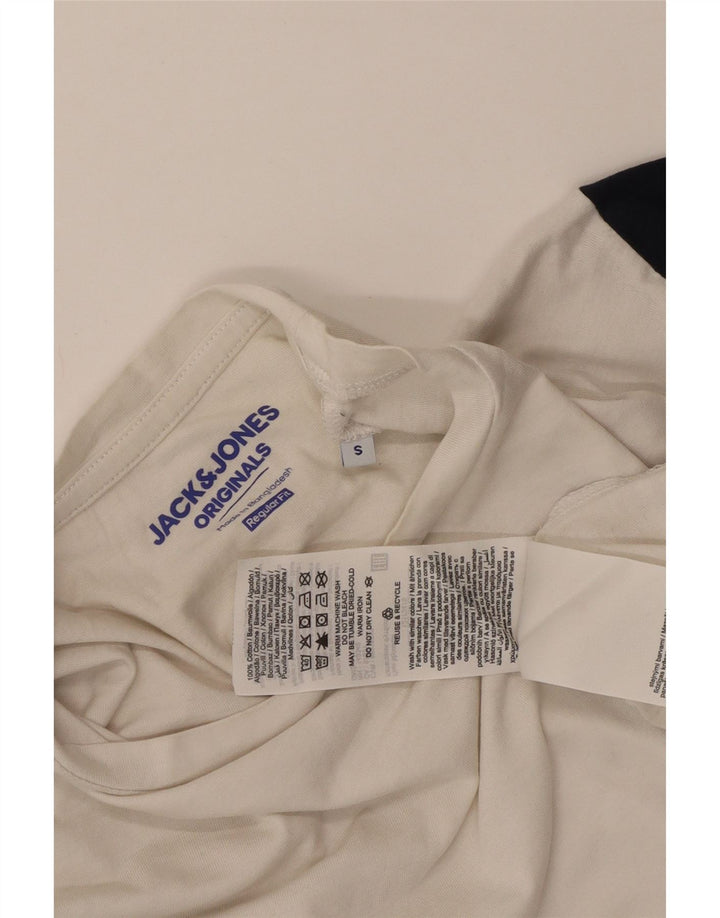 Jack & Jones Mens T-Shirt Top Small White Colourblock Cotton