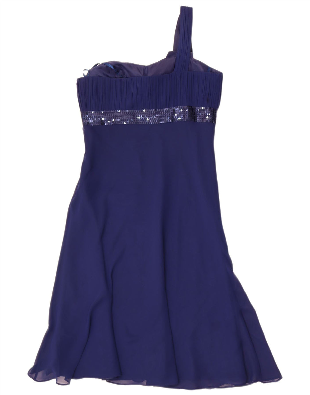 Debut Womens One Shoulder Dress UK 12 Medium Blue Polyester