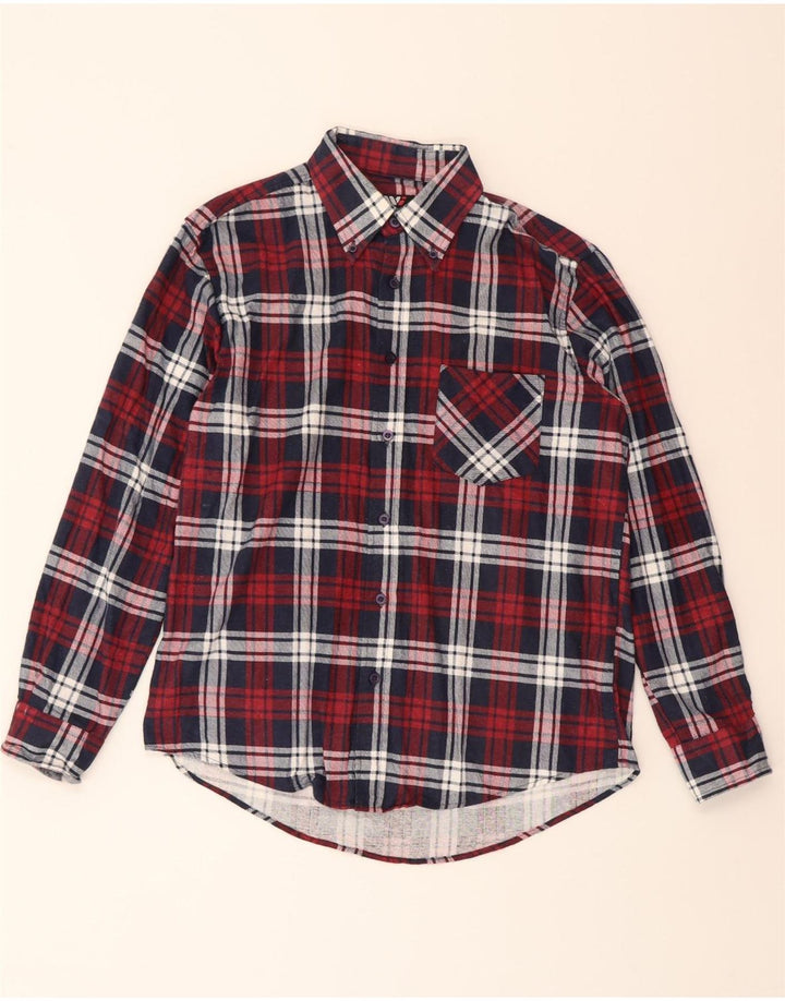 VINTAGE Mens Flannel Shirt Medium Red Check Cotton Vintage Vintage and Second-Hand Vintage from Messina Hembry 
