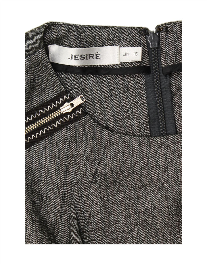 JESIRE Womens Sleeveless Sheath Dress UK 16 Large Grey Chevron Polyester Vintage Jesire and Second-Hand Jesire from Messina Hembry 