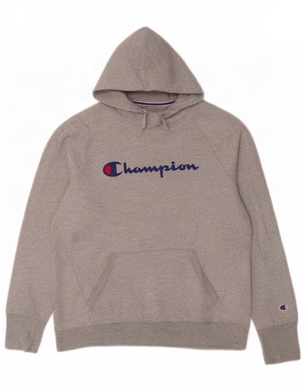 Champion Mens Graphic Hoodie Jumper Large Grey Flecked