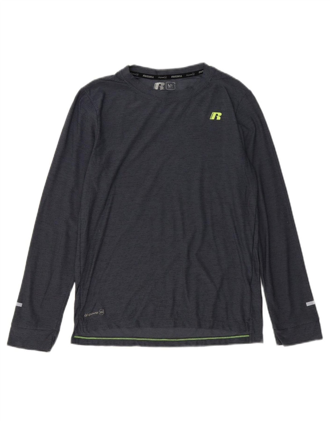 RUSSELL ATHLETIC Boys Top Long Sleeve 10-11 Years Large Grey Polyester