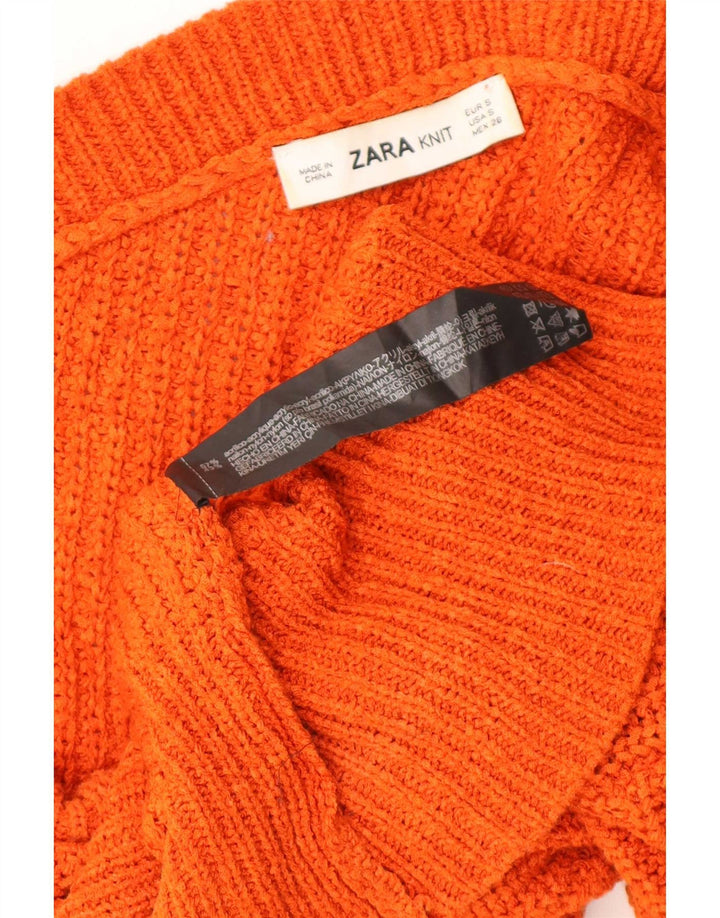 Zara Womens Oversized One Shoulder Jumper Sweater UK 10 Small Orange