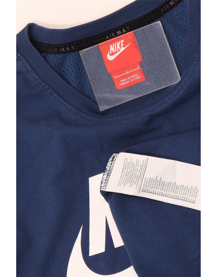 NIKE Mens Graphic T-Shirt Top Large Blue Cotton