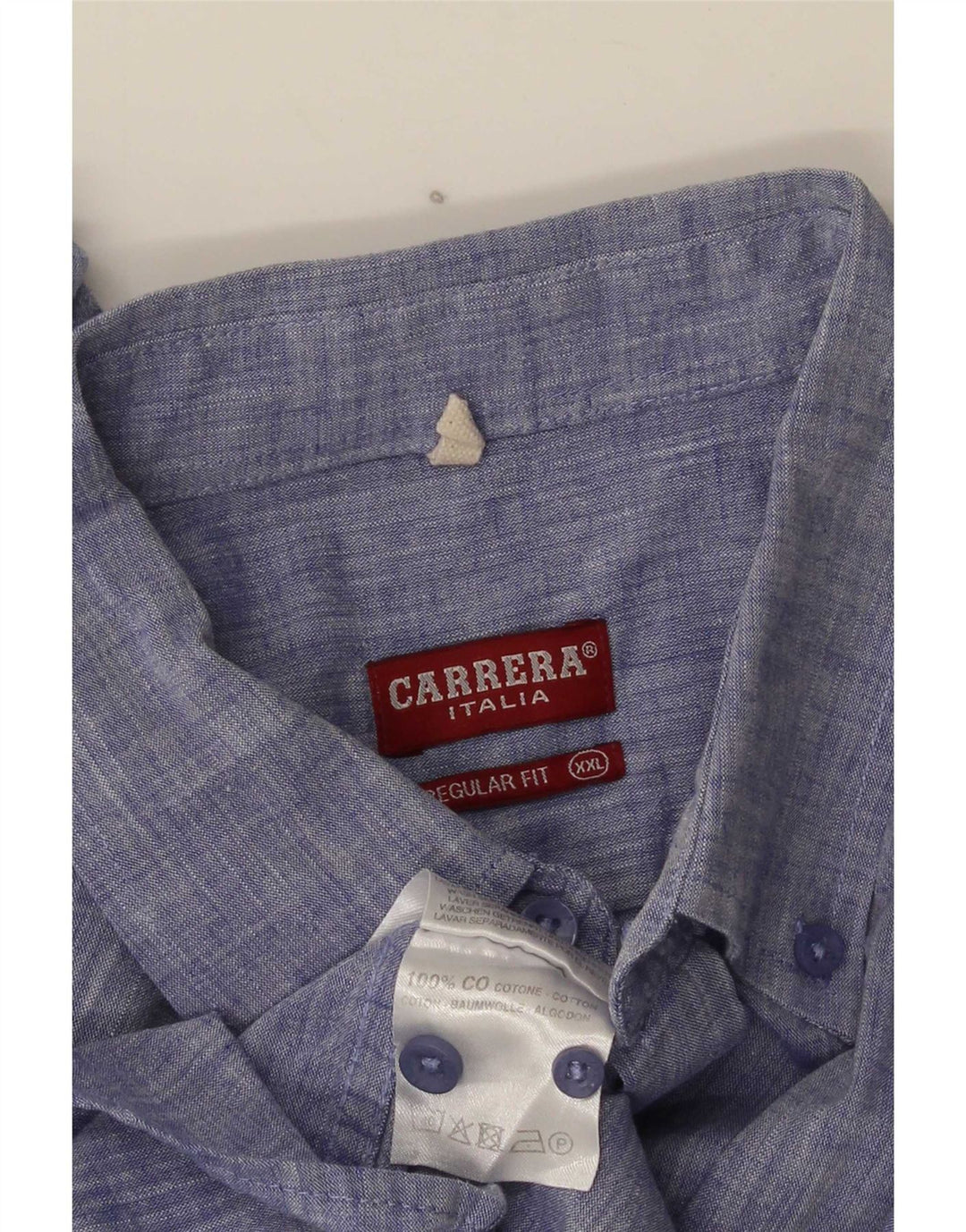 Carrera Mens Short Sleeve Regular Fit Shirt 2XL Blue Cotton