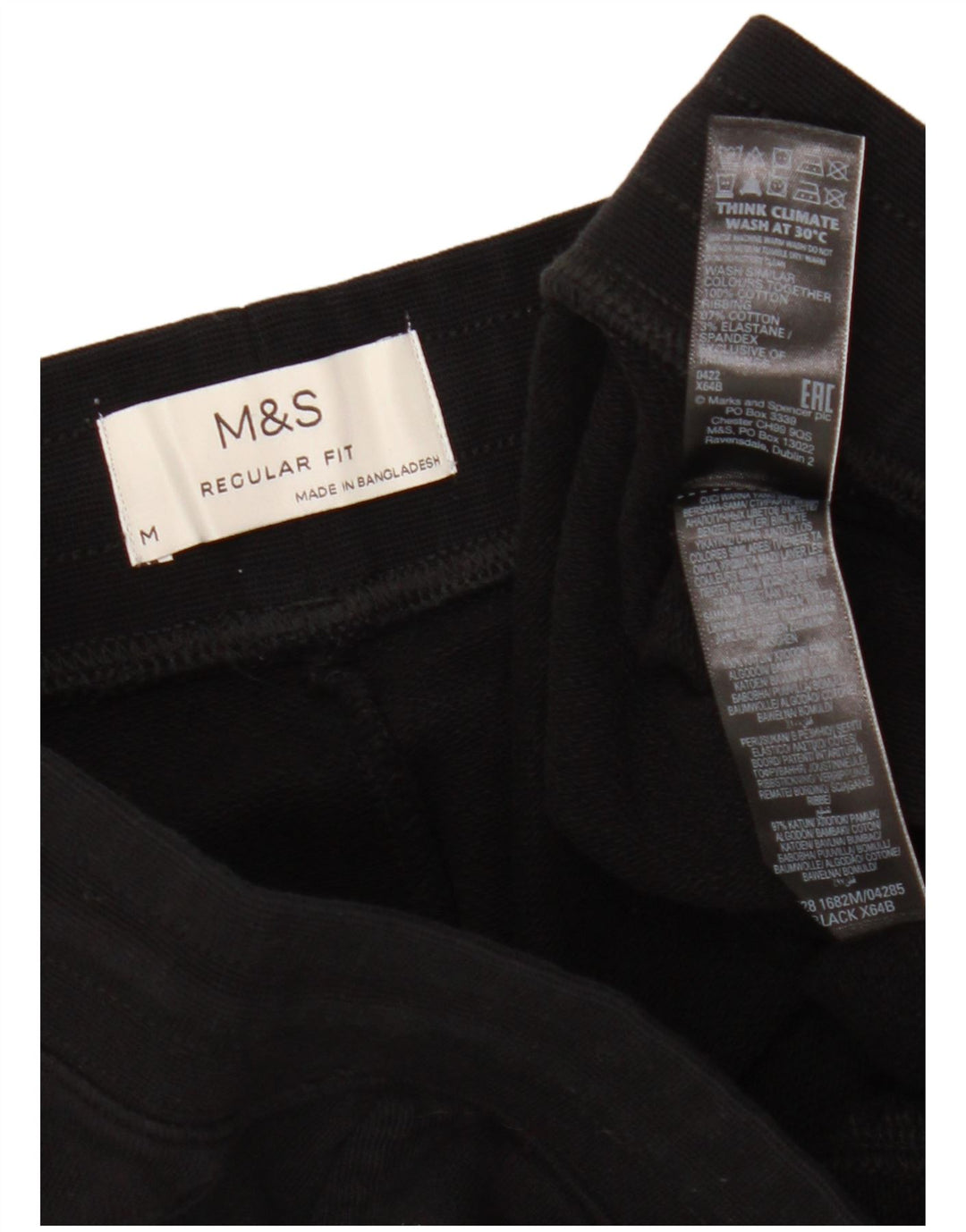 MARKS & SPENCER Pantaloncini sportivi vestibilità regolare da uomo in cotone nero medio