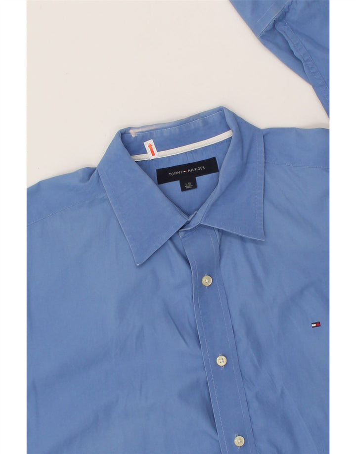TOMMY HILFIGER Mens Shirt Large Blue Cotton Vintage Tommy Hilfiger and Second-Hand Tommy Hilfiger from Messina Hembry 