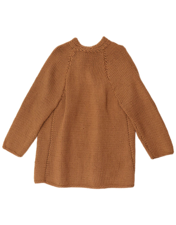 Vintage Damen Longline 3/4 Ärmel Cardigan Pullover UK 14 Mittelbraun