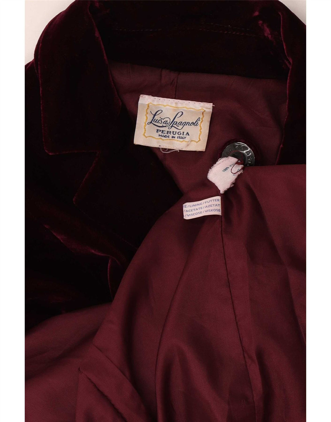 Luisa Spagnoli Womens Velvet 4 Button Blazer Jacket UK 14 Medium Burgundy