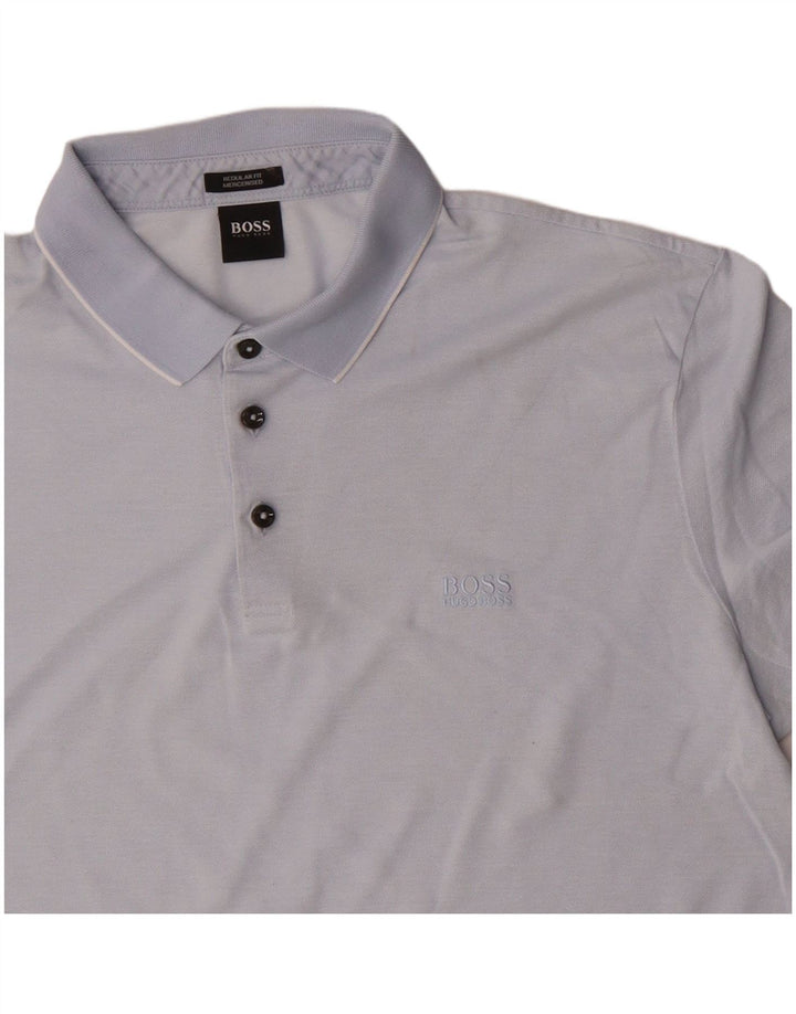 Hugo Boss Mens Regular Fit Polo Shirt Large Blue Cotton