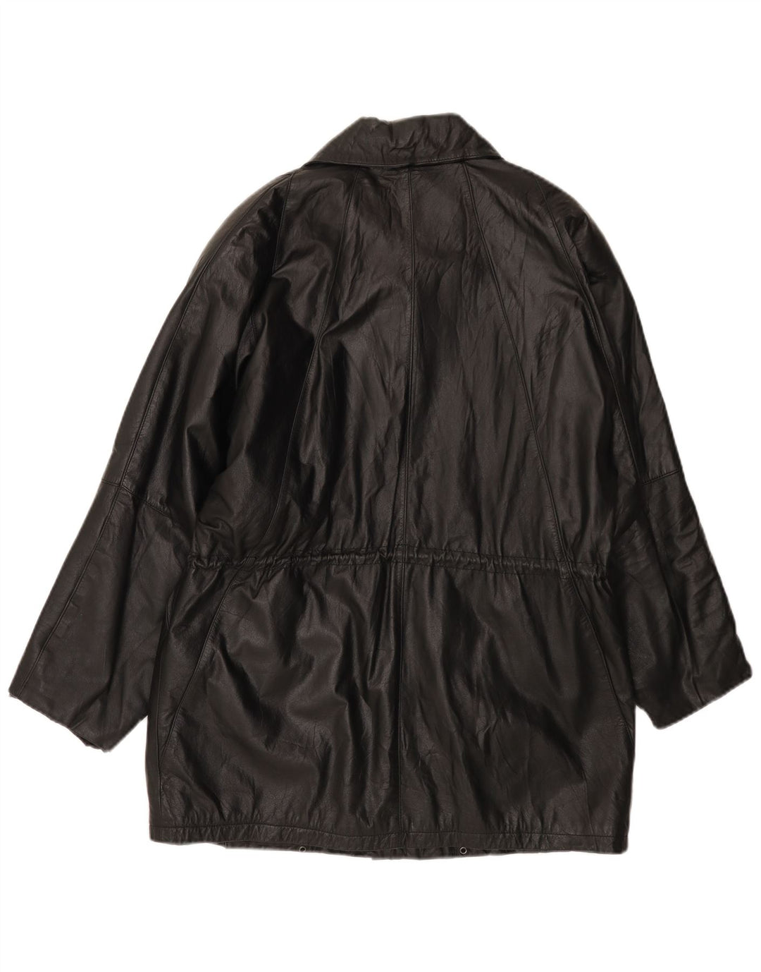 Vintage Womens Loose Fit Leather Coat EU 40 Medium Black Leather