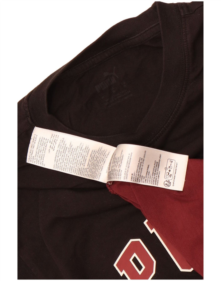 Puma Mens Graphic T-Shirt Top Medium Black Colourblock Cotton
